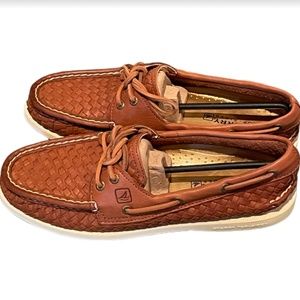 NIB Sperry Top-Sider Women's Papaya Woven Boat Shoe 8.5